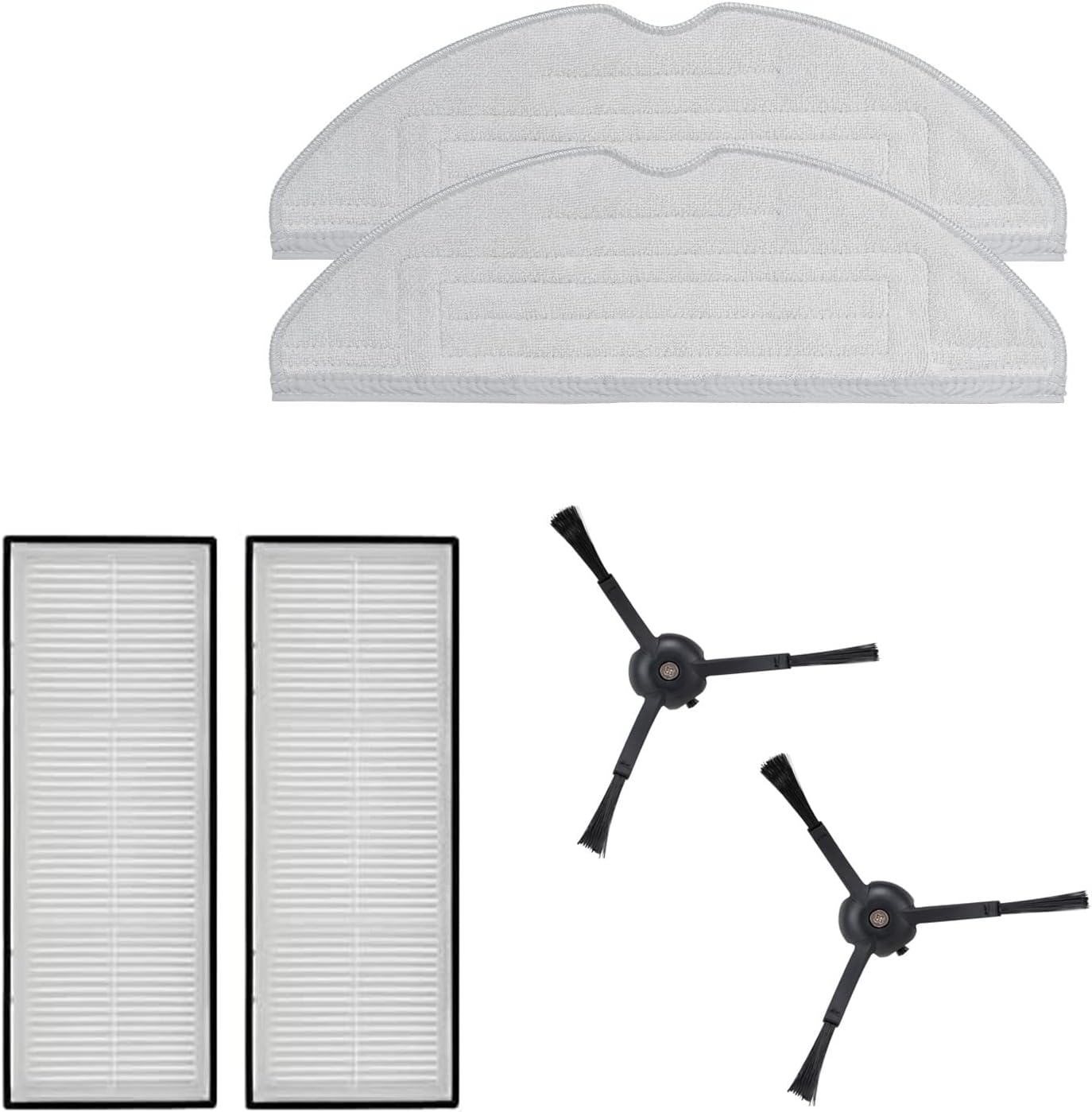 Roborock set accesorii cu lavete mop, filtru HEPA și perie laterală neagră